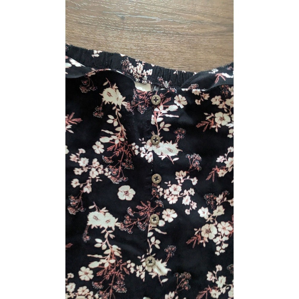 Knox Rose Black Floral Ruffle Midi Skirt - Picture 3 of 3